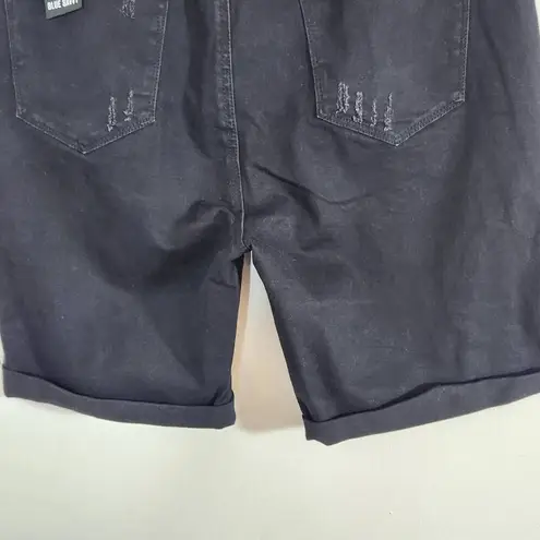 Blue Savvy Black Distressed Jean Shorts NWT Size 22 Mid-Rise Black Denim Shorts
