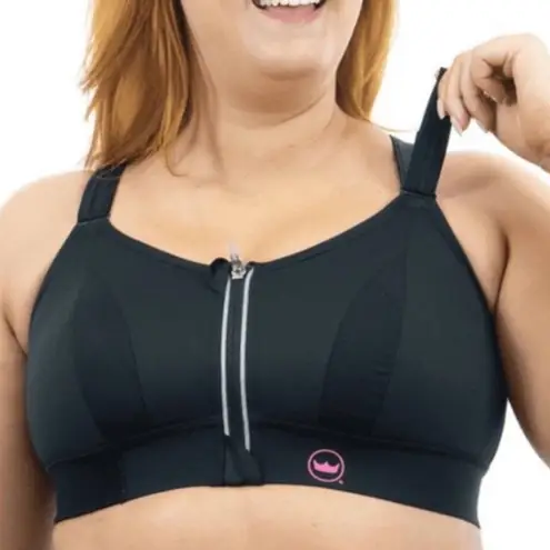 SHEFIT Ultimate Sports Bra 3 Luxe Black Adjustable High Impact Front Zip Size 3X