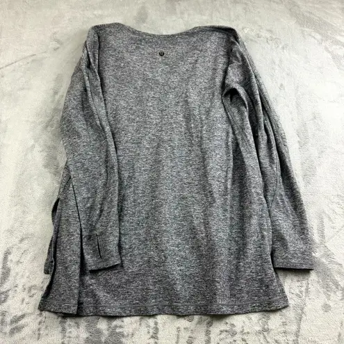 Lululemon  Womens Top Size 8 Grey Gray V-Neck Long Sleeve Flowy Thumb Holes Logo