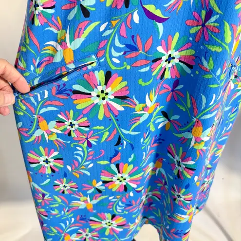 IBKUL Estela Zip Mock Neck Sleeveless – Multi Floral Golf/Tennis Dress Sz L 🧡 Blue Size L