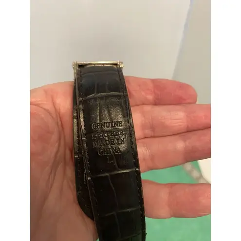 Ladies reversible belt western style embellished silver medal Large