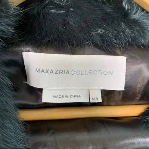 BCBG MaxAzria Collection Black Rabbit Fur Coat Jacket Mob Wife Aesthetic M/ L