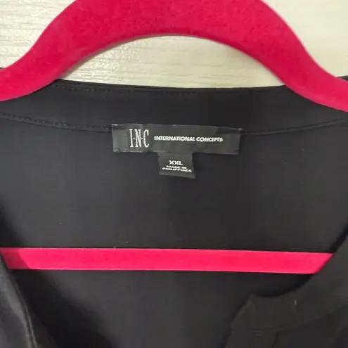 INC International Concepts Black Blouse with Gold Zipper Pockets Size XXL