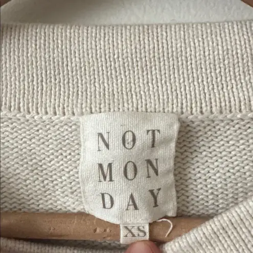 Not Monday XS Piper Navy and White Striped Cashmere Sweater Blue