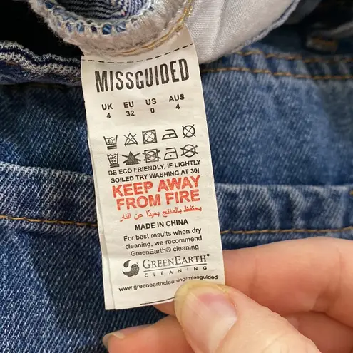 Missguided petite blue riot ripped mom jeans size 0