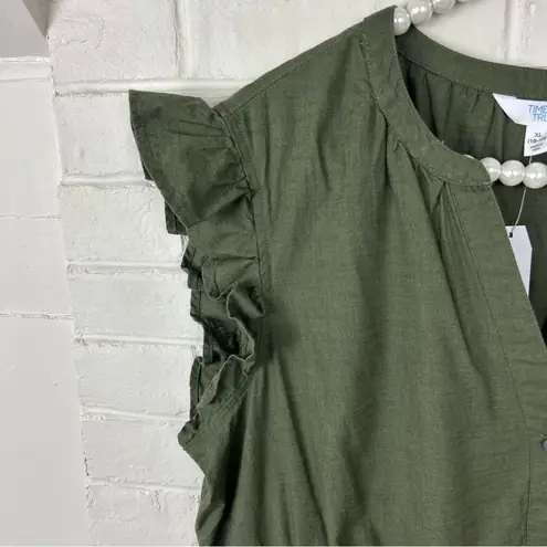 NWT Time + Tru Green Cotton Mini Flutter Shirtdress Size XL