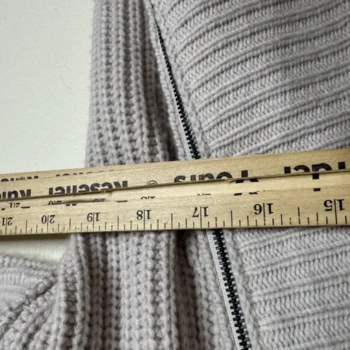 Tahari Elie Sweater Womens Small Gray Open Front Cardigan Wool Cashmere Ribbed