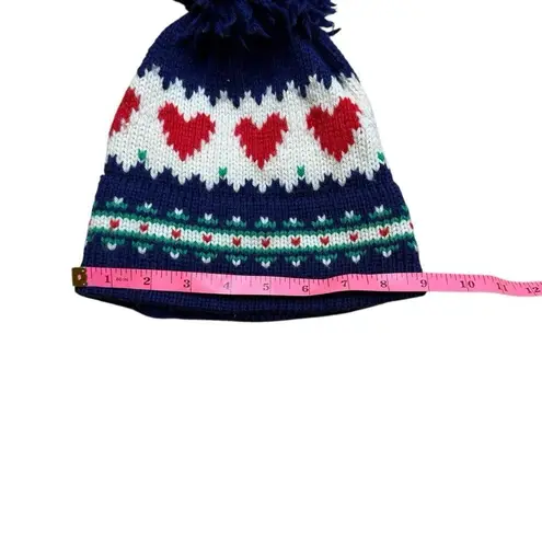 MCM Vintage Marceau Sports Knot Wool Pom Pom Beanie Skip Cap Women’s OS Blue