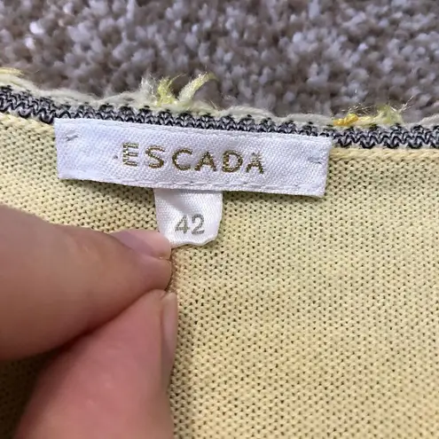 Escada Top Sweater Tank Thin Knit Sleeveless Yellow Wool Size 42