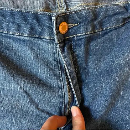 Ellos Womens 22 Jeans High Waisted Raw Hem Plus Size Comfortable Casual Blue