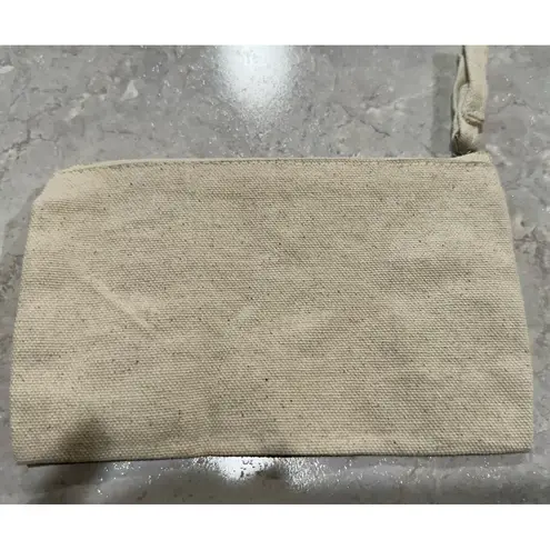 Silly Goose Hand Beaded Canvas Cosmetic Makeup Bag Pouch 4"x7" Tan