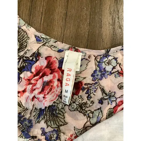 Raga victoria Floral Lined Long Sleeve Drop Waist Maxi Dress Multicolor M