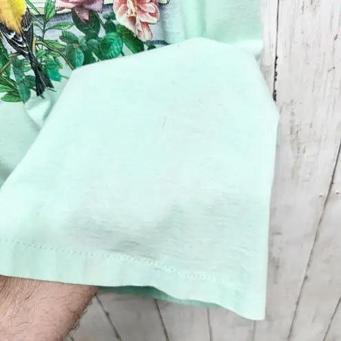 Vintage Blouse Women Chest 39" Medium Graphic Crewneck Short Sleeve Tee Shirt Green