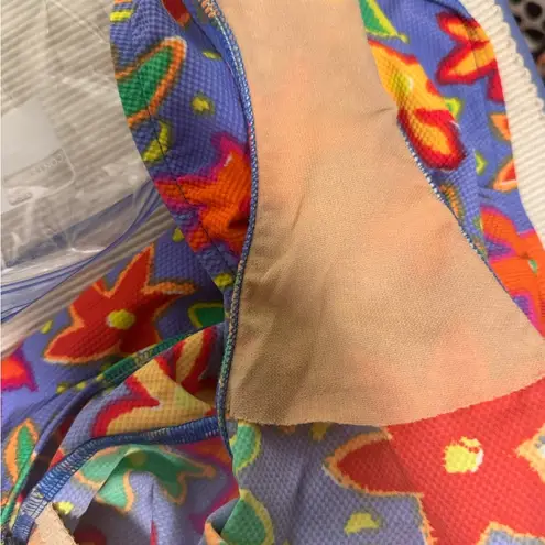 Red and Purple One Piece Swimsuit with Cover up Skirt Size M