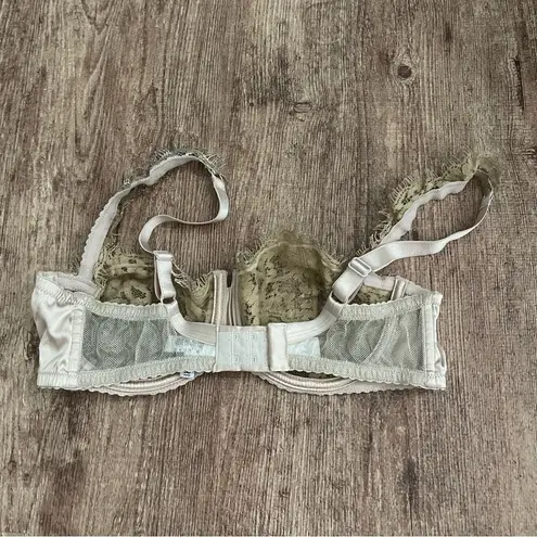 I.D. Sarrieri Women's Tan Lace Silk Balconette Bra Size 34D