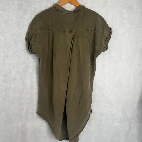 Thread and Supply  Army Green Short Sleeve Button Front Tunic Utility Shirt Sz SM