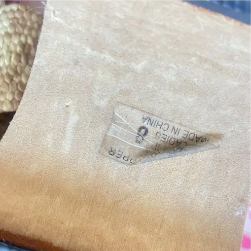 Vintage 90s Y2K L.E.I. Woven Square Toe Cutout Platform Wedge Sandals Size 8 Tan