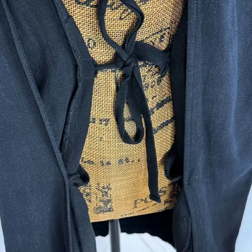 Elodie Waterfall Linen Blend Cardigan Topper Jacket Black XS Open