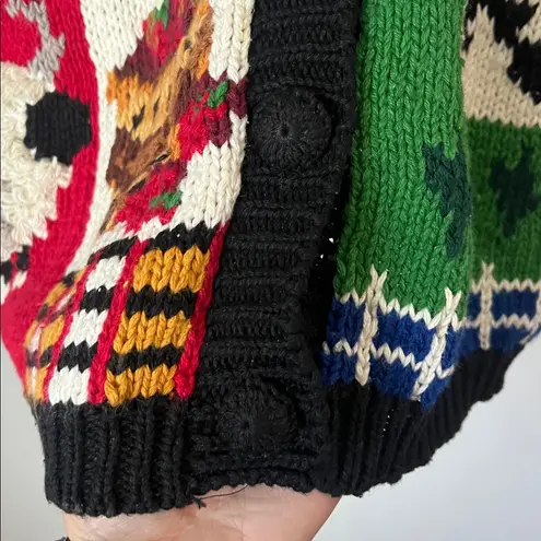 Vintage 90s Farm Sweater – Heirloom Collectibles – Fall Cardigan – Size Large Black