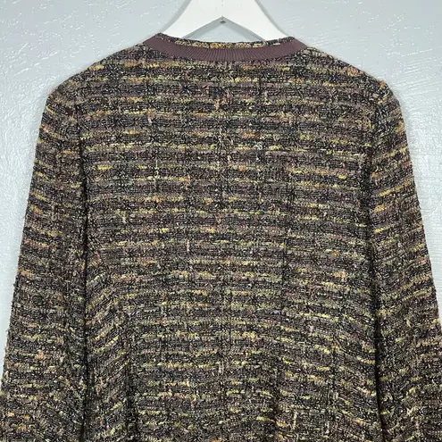 Lafayette 148 Women 6 Brown Tweed Zip Up Blazer Suit Jacket Quiet Luxury Career