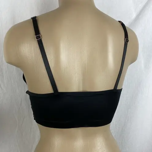 Danskin  Set of 2 Black & Nude Microfiber Padded Wire Free Front plunge bras L