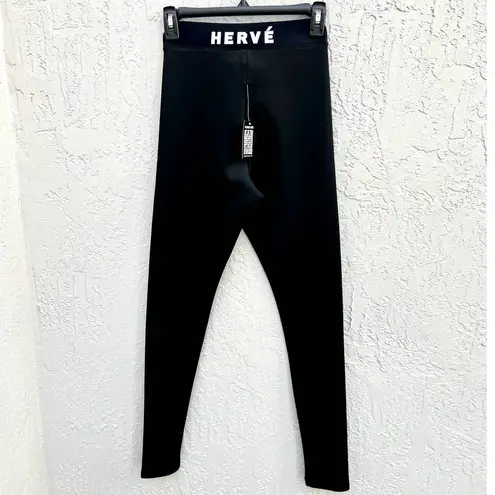 Herve Leger NWT Herve By  High Rise Logo Pull On Leggings Black Women's Size XXS