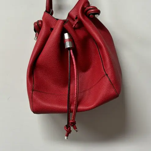 ZARA  Basic Bucket Bag Red Shoulder Bag Purse Y2K Pebble Leather Boho