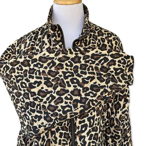 Vintage 90’s Silk Leopard/ Cheetah Lightweight Quilted Jacket Medium Tan