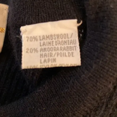 Marisa Christina Lambswool Rabbit Hair Crew Neck Gold Beaded Cardigan SMALL Black