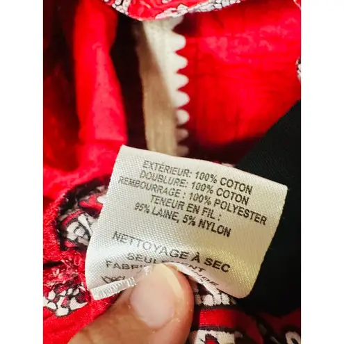 SEA Theodora Red Paisley Bandanna Print Tie Back Puff Sleeve Top Size Large