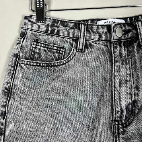 Redial Shorts Womens 2 Gray Acid Wash Distressed High Rise Y2K Grunge Skater 90s