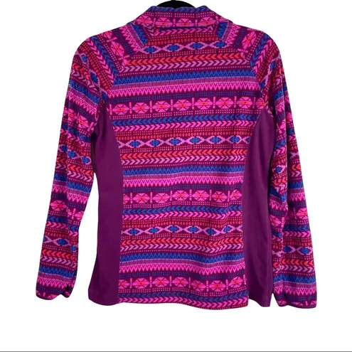 Columbia  Sz Small Pink Purple Fleece Aztec Print Quarter Zip Top Pullover