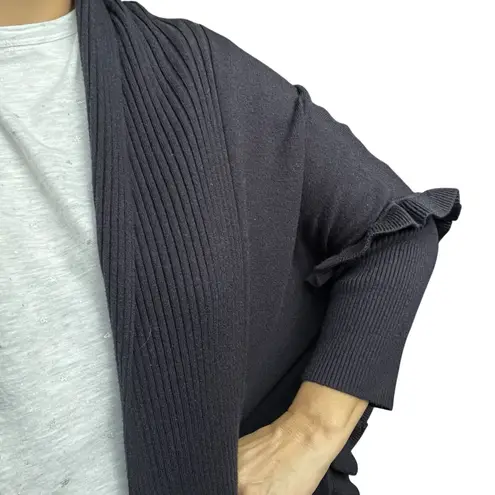 Women's Cardigan Sz One Navy Y2K Open Front Stretch Long Sleeve Sweater Knitwear Blue