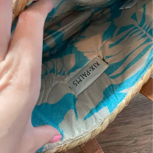 NWT XIX PALMS Shorebreak Picnic Cooler Bag Backpack Woven Straw Boho Bag Tan