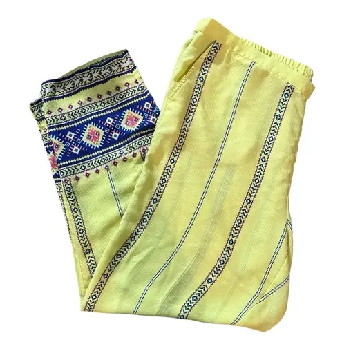 Soft Surroundings Laguna Boho Bohemian Crop Pants Yellow Women’s Size Large