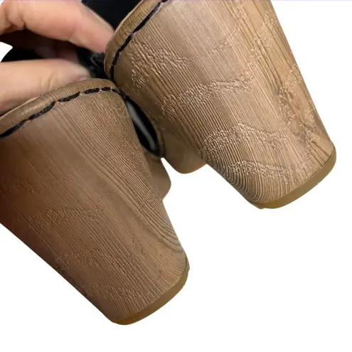 BORN Natalie Black Leather Clog Comfort Shoes Wedge Platform Womens Size 8 M