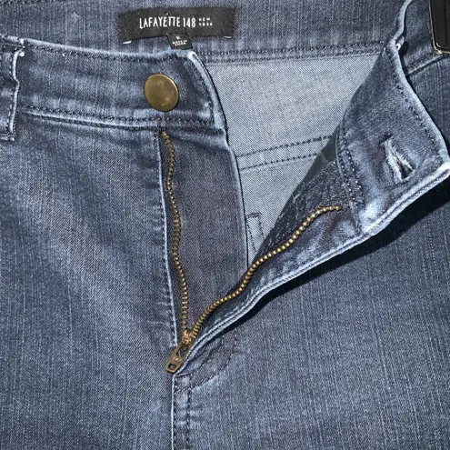 Lafayette 148 New York Blue Ankle Cropped Cuffed Mid Rise Jeans Size 2