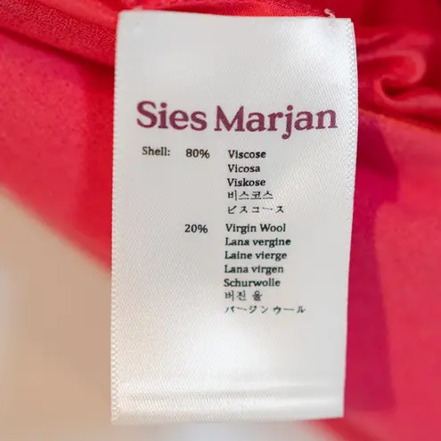 Sies Marjan Wool Blend Crepe Ruched Pin Tuck Draped Scoop Neck Midi Dress Pink 4