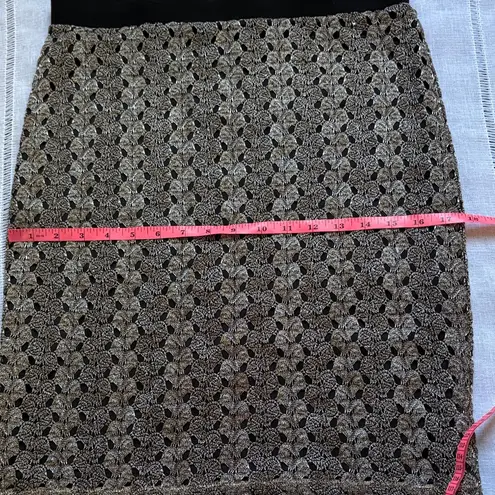 Sunny Leigh Elegant Black and Gold Overlay Pencil Skirt