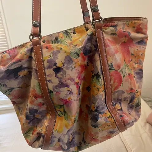 Patricia Nash Benvenuto Floral Shoulder Tote Bag 100% Italian Leather
