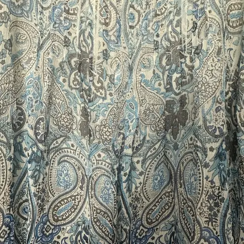 Sundance Catalog Sheer Silk Top Blue White Paisley Print Fully Lined Sz M