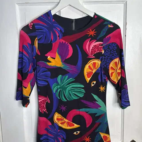 Farm Rio Mystic Jungle Midi Knit 3/4 Sleeve Dress New with Tag W1022 Sz M