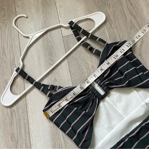 Anemos Striped Swimsuit NWOT cut out one tortoise piece womens Black (small)