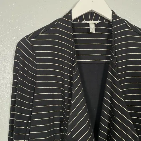 Soma Women M Black Gold French Terry Zipper Jacket Glitz Stripe Pockets Stretch