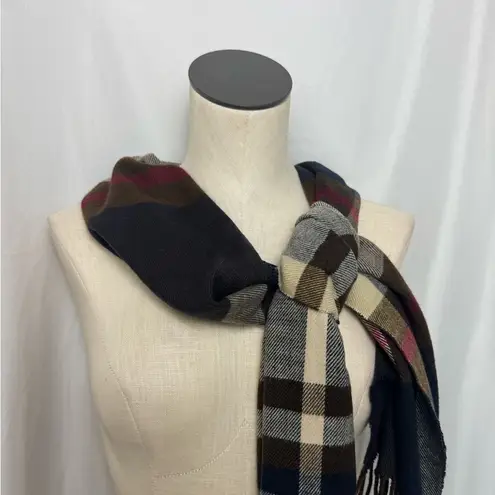 Classic Plaid Scarf with fringe for women Black