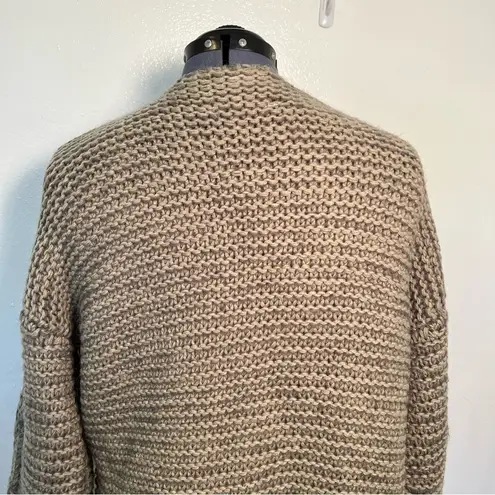 Chicwish Open Front Batwing Sleeve Cable Knit Cardigan Beige