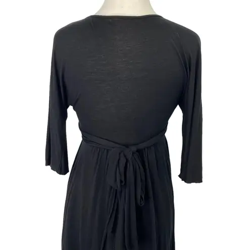 Velvet By Graham And Spencer V-Neck Dress Black Midi Knee Length Womens Medium