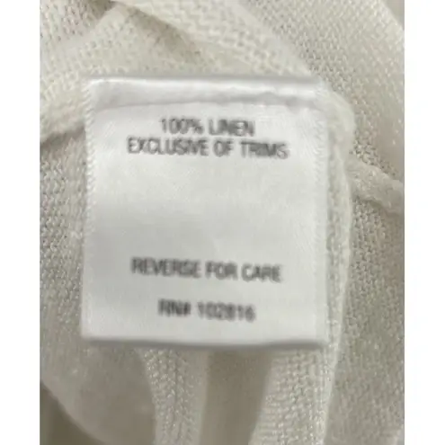 Garnet Hill Womens XS 100% Linen Ivory Cardigan Sweater Buttons Minimalist