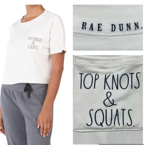 Rae Dunn ✨  Women's Large Rare Cropped Gym T-Shirt With Pocket. ✨