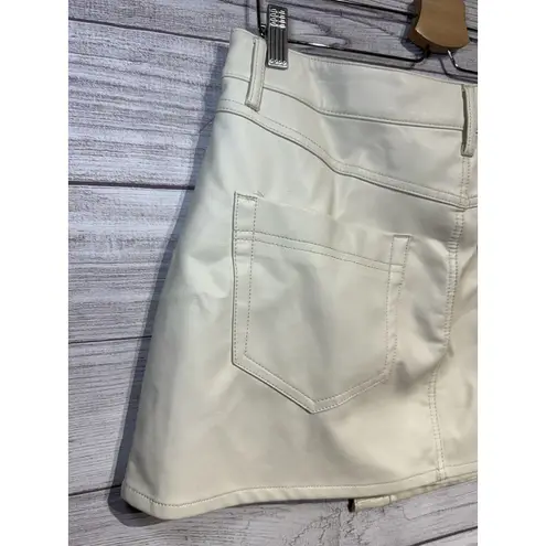 Free People New  We The Free Wynne Vegan Leather Mini Skirt Bone White Cream 31